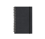 Notebook with Graph Paper, Dark Gray Carbon Fiber Journal, JournalBooks®, Wirebound Journal